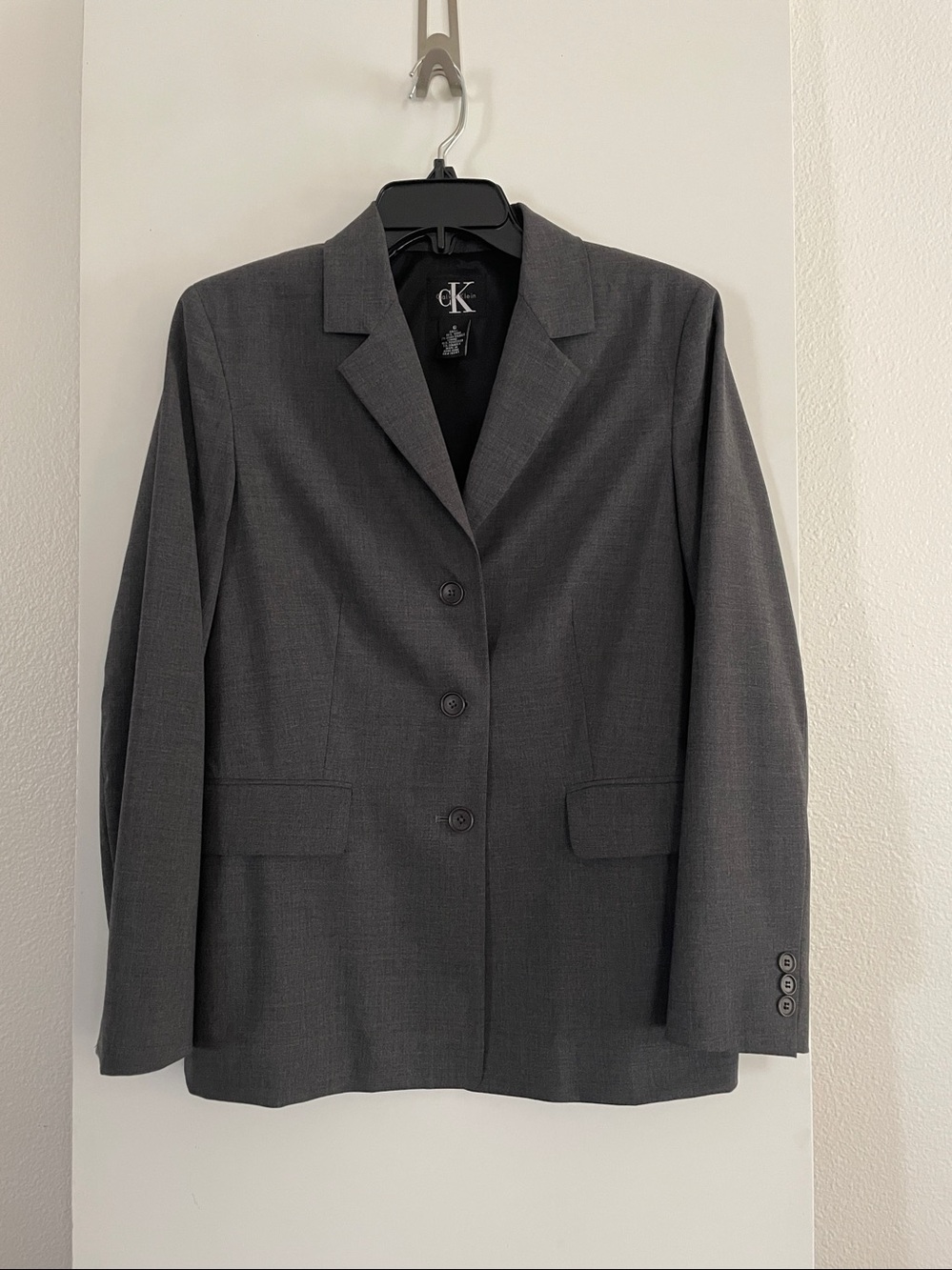 Calvin Klein Grey Lightweight 98% Wool Classic Blazer Lined nwot